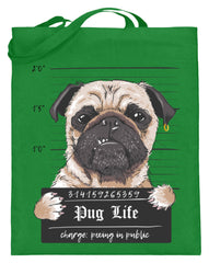 Zeigt krimineller mops lustiger hund schones geschenk fur alle mops besitzer pug life jutebeutel mit langen henkeln in Farbe Limetten Grün
