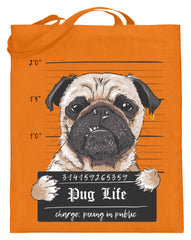 Zeigt krimineller mops lustiger hund schones geschenk fur alle mops besitzer pug life jutebeutel mit langen henkeln in Farbe Hellblau