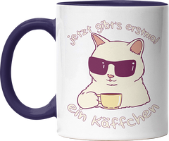 Jetzt gibts erstmal ein Käffchen Katze 4 Witzige Kobaltblau Tasse kaufen Geschenk