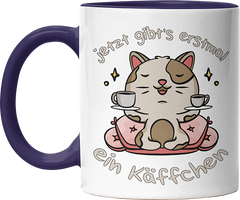 Jetzt gibts erstmal ein Käffchen Katze 3 Witzige Kobaltblau Tasse kaufen Geschenk
