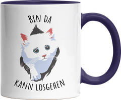 Bin da kann losgehen Katze Witzige Kobaltblau Tasse kaufen Geschenk