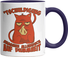Tschuldigung reagiere allergisch auf Dummheit Katze 2 Witzige Kobaltblau Tasse kaufen Geschenk