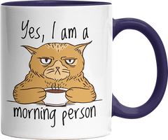 Yes I am a morning person Cat Witzige Kobaltblau Tasse kaufen Geschenk