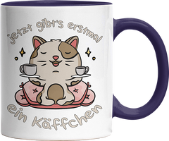 Jetzt gibts erstmal ein Käffchen Katze 3 Witzige Kobaltblau Tasse kaufen Geschenk