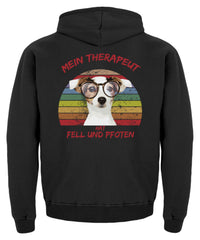 Jack Russel Terrier Therapeut Spruch | Kinder Hoodie in Jet Black in Größe 3/4 (98/104)