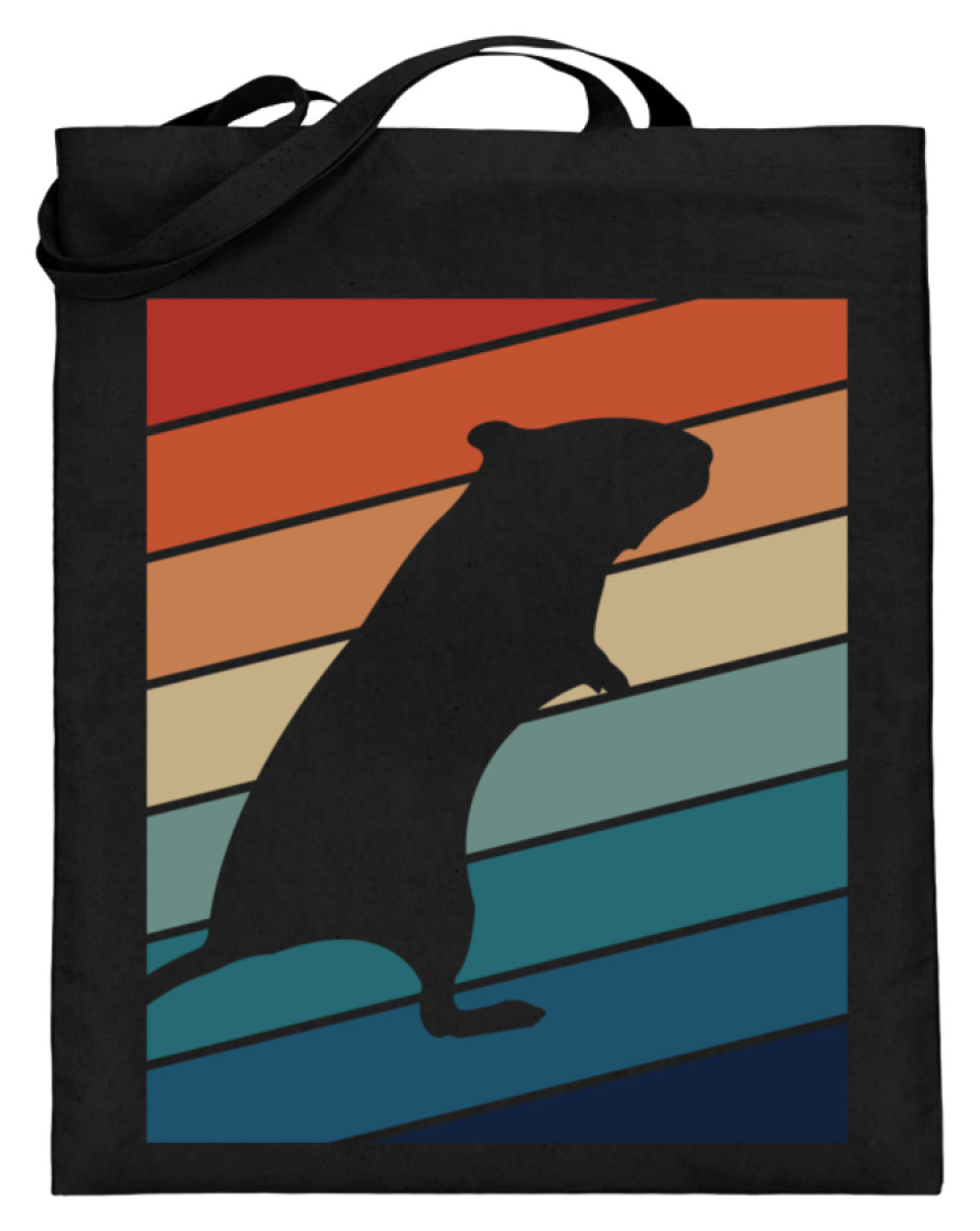 Süße Wüstenrennmaus | Vintage Streifen | Jutebeutel in Blau in Größe 38cm-42cm