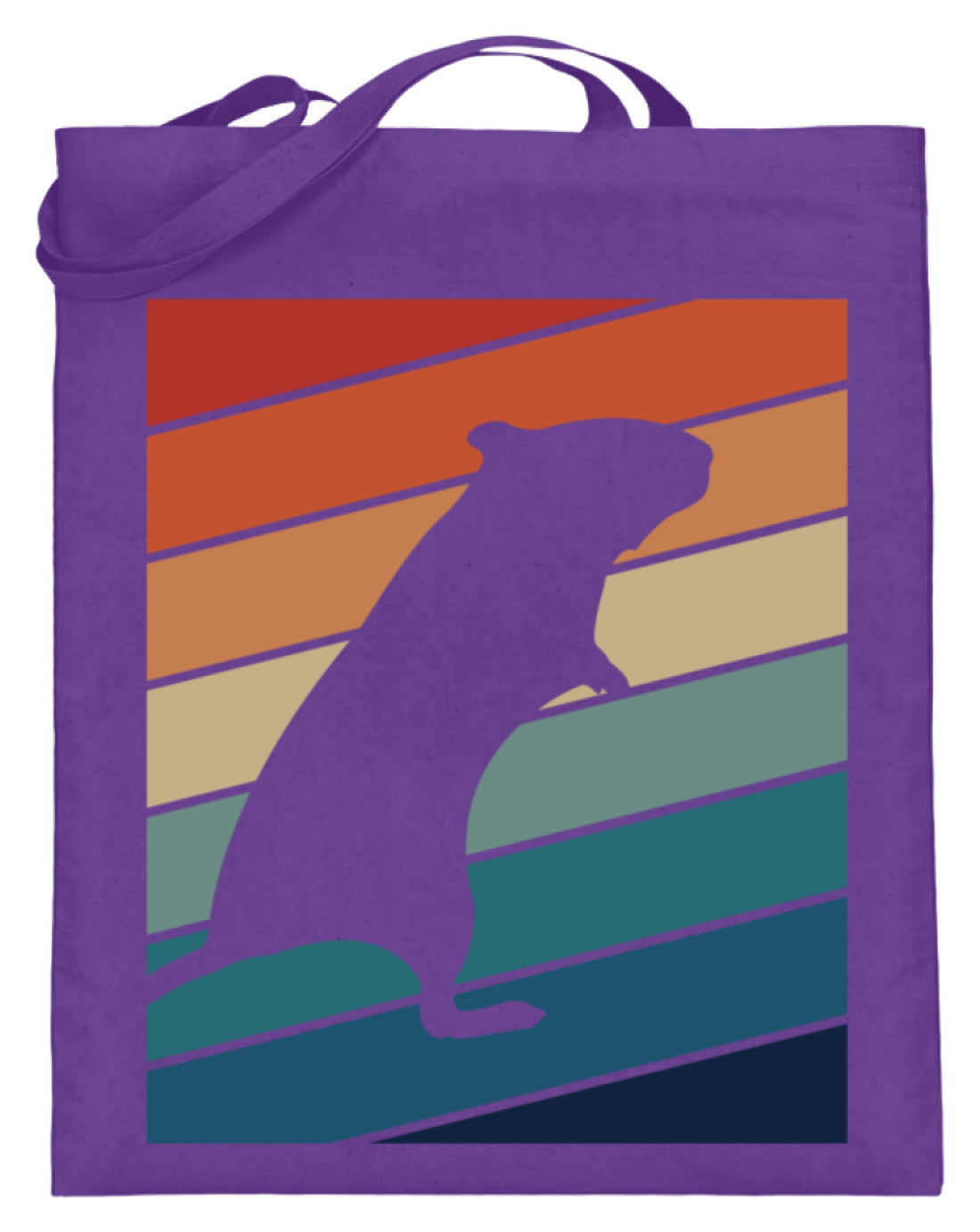 Zeigt gerbil owner gift retro vintage jutebeutel mit langen henkeln in Farbe Violett