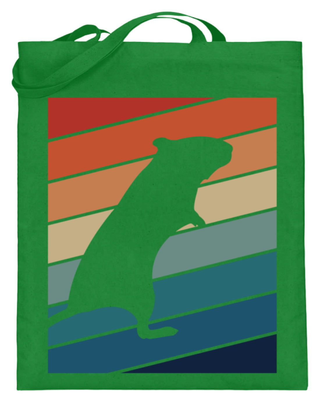 Zeigt gerbil owner gift retro vintage jutebeutel mit langen henkeln in Farbe Limetten Grün