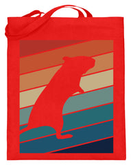 Zeigt gerbil owner gift retro vintage jutebeutel mit langen henkeln in Farbe Rubinrot