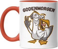 Godenmorgen Plattdeutsch Möwe Witzige Orange Tasse kaufen Geschenk