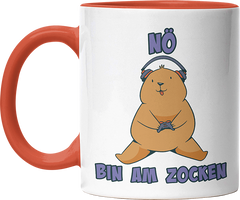 Bär Nö bin am zocken Witzige Orange Tasse kaufen Geschenk