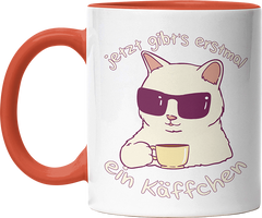 Jetzt gibts erstmal ein Käffchen Katze 4 Witzige Orange Tasse kaufen Geschenk