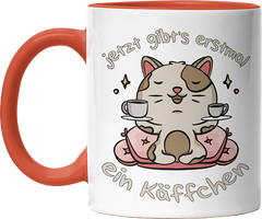 Jetzt gibts erstmal ein Käffchen Katze 3 Witzige Orange Tasse kaufen Geschenk