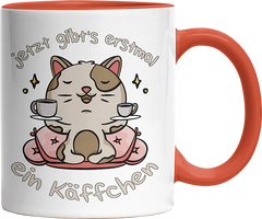 Jetzt gibts erstmal ein Käffchen Katze 3 Witzige Orange Tasse kaufen Geschenk