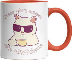 Jetzt gibts erstmal ein Käffchen Katze 4 Witzige Orange Tasse kaufen Geschenk