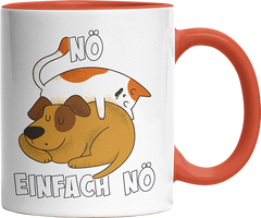 Nö Einfach Nö Hund Katze schlafen Witzige Orange Tasse kaufen Geschenk
