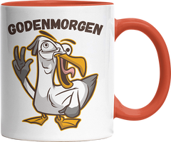 Godenmorgen Plattdeutsch Möwe Witzige Orange Tasse kaufen Geschenk