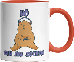 Bär Nö bin am zocken Witzige Orange Tasse kaufen Geschenk