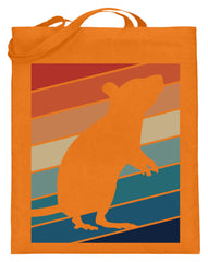 Zeigt ratten vintage motiv retro chic fur rattenhalter jutebeutel mit langen henkeln 1 in Farbe Mittelorange