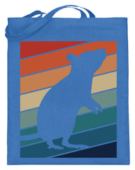 Zeigt ratten vintage motiv retro chic fur rattenhalter jutebeutel mit langen henkeln 1 in Farbe Deep Blue