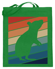 Zeigt ratten vintage motiv retro chic fur rattenhalter jutebeutel mit langen henkeln 1 in Farbe Limetten Grün