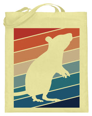 Zeigt ratten vintage motiv retro chic fur rattenhalter jutebeutel mit langen henkeln 1 in Farbe Gelb