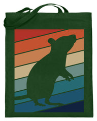 Zeigt ratten vintage motiv retro chic fur rattenhalter jutebeutel mit langen henkeln 1 in Farbe Grün