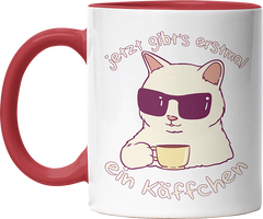 Jetzt gibts erstmal ein Käffchen Katze 4 Witzige Rot Tasse kaufen Geschenk