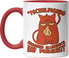 Tschuldigung reagiere allergisch auf Dummheit Katze 2 Witzige Rot Tasse kaufen Geschenk