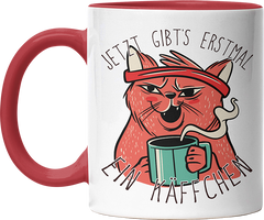Jetzt gibts erstmal ein Käffchen Katze 2 Witzige Rot Tasse kaufen Geschenk
