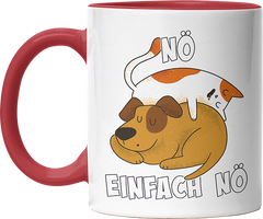 Nö Einfach Nö Hund Katze schlafen Witzige Rot Tasse kaufen Geschenk