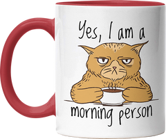 Yes I am a morning person Cat Witzige Rot Tasse kaufen Geschenk