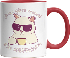 Jetzt gibts erstmal ein Käffchen Katze 4 Witzige Rot Tasse kaufen Geschenk