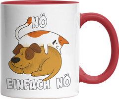 Nö Einfach Nö Hund Katze schlafen Witzige Rot Tasse kaufen Geschenk