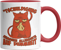 Tschuldigung reagiere allergisch auf Dummheit Katze 2 Witzige Rot Tasse kaufen Geschenk