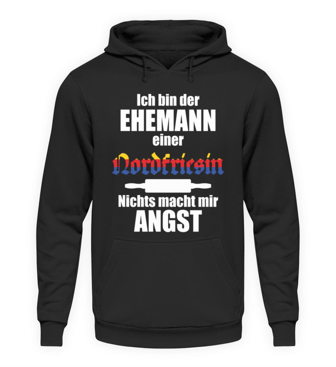 Lustiger Spruch Ehemann Nordfriesin | Unisex Kapuzenpullover Hoodie in Jet Black in Größe S