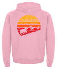 Zeigt vegan vintage sonne schones retro motiv fur veganer kinder hoodie in Farbe Baby Pink
