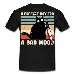 Bad Mood Knife Cat | Männer T-Shirt - Schwarz