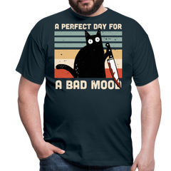 Bad Mood Knife Cat | Männer T-Shirt - Navy