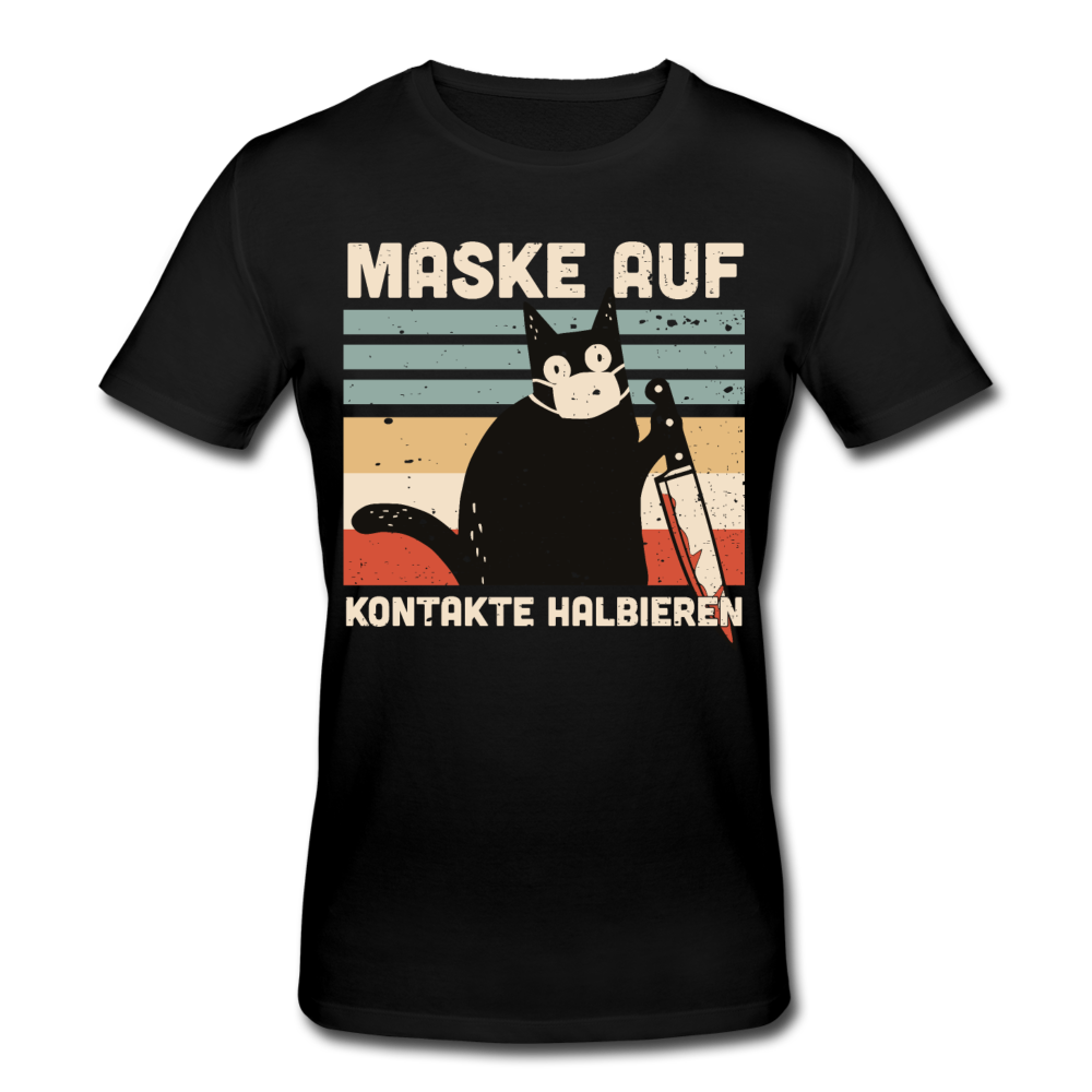 Maske auf Murder Cat | Männer Bio T-Shirt - Schwarz
