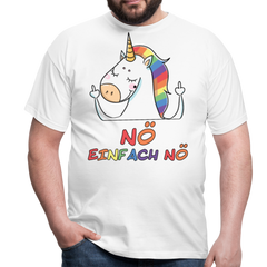Nö Stinkefinger Einhorn | Männer T-Shirt - Weiß