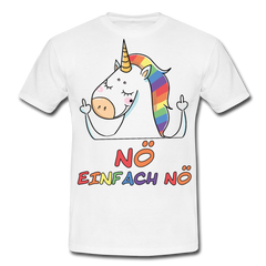 Nö Stinkefinger Einhorn | Männer T-Shirt - Weiß