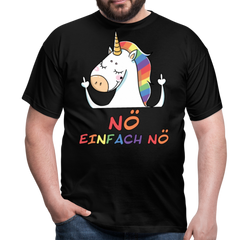Nö Stinkefinger Einhorn | Männer T-Shirt - Schwarz