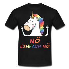 Nö Stinkefinger Einhorn | Männer T-Shirt - Schwarz