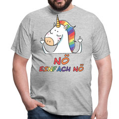 Nö Stinkefinger Einhorn | Männer T-Shirt - Grau meliert