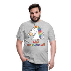 Nö Stinkefinger Einhorn | Männer T-Shirt - Grau meliert