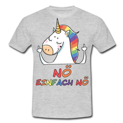 Nö Stinkefinger Einhorn | Männer T-Shirt - Grau meliert