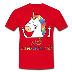 Nö Stinkefinger Einhorn | Männer T-Shirt - Rot