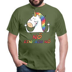 Nö Stinkefinger Einhorn | Männer T-Shirt - Militärgrün