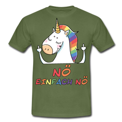Nö Stinkefinger Einhorn | Männer T-Shirt - Militärgrün